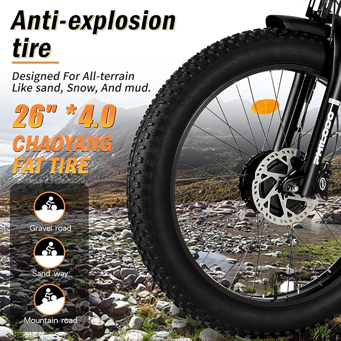 5000w Dual Motor Electric Bicycles, 60V Battery E-Bike with 45 MiIe P-Hour Electric Bike for Adults, 26 Fat Tire Hunting Ebike for All Terrain, Full Suspension Electric Ebike