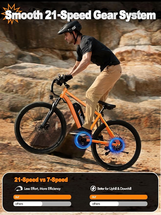 M200 Electric Bike for Adults – 21-Speed Gear 27.5" Mountain E-Bike, 1200W Peak Brushless Motor 28MPH, 48V 10.4Ah&13Ah Removable Battery, Up to 55-65 Miles Range, Step Over Commuter E-MTB, NFC Unlock