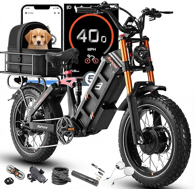 [2026] eAhora Juliet Pro 2 Electric Bike for Adult, 5400W/1200W | Dual Motor | 43Mph/31 Mph | 70Ah/60Ah 200+Miles Long Range | 20 Inch Fat Tire | for Commute | Delivery | Women