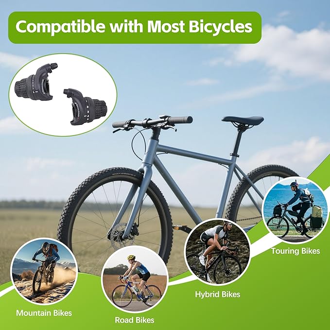 3x7 Speed Grip Shifter, Left 3 Speed Grip Shifter and Right 7 Speed Shifters Bicycle Gear Shifter 21 Speed for MTB City Commuter Youth & Kids Bikes (Black)
