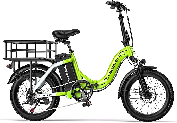 1000W Folding Electric Bike, 48V 20AH Large Removable Battery E Bike, 30+MPH, 80 Miles Max Range, 20" Fat Tire Electric Bike for Adults, Adult Electric Bicycles for Long