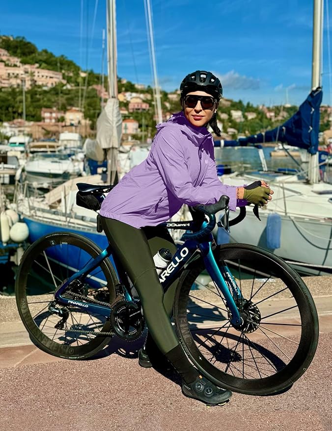 FitsT4 Sports Women's Cycling Running Jackets Lightweight Windproof Bike Windbreaker Reflective with Hooded