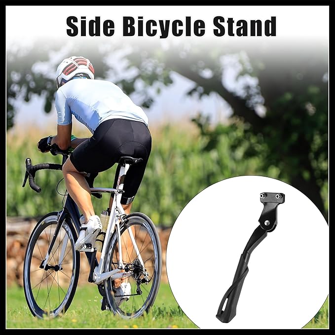Fit 20-22 Inch Bicycles Adjustable Bicycle Stand with Central 2 Holes Non-Slip Side Stand Kickstand Bicycle for Mountain Bike E-Bike Trekking Durable Material
