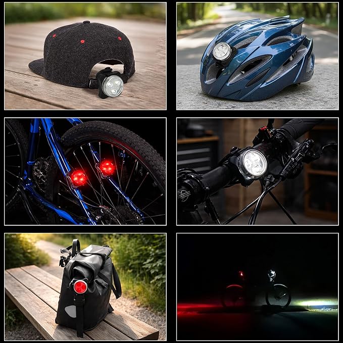4PCS USB Rechargeable Bike Lights Set – Waterproof LED Front & Back Headlight and Rear Tail Light for Mountain Bicycle, 4 Modes Silicone Lighting Accessories, Plastic Bright Outdoor Night Riding Lamp