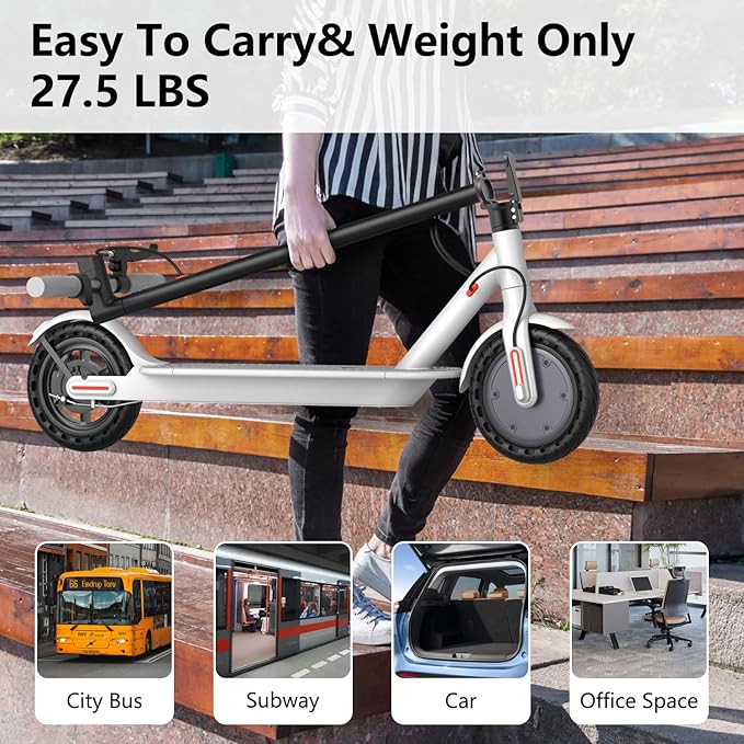 Electric Scooter for Adults - 19/22MPH & 15/22Mile Range, 8.5"/10" Solid Tires Folding Commuter E-Scooter with Dual Suspension, App Control & Dual Brake System, with Seat