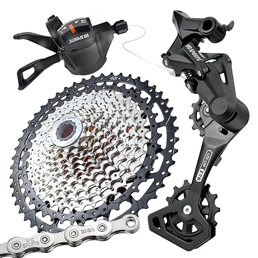 VG Sports 12 Speed MTB Groupset Bike Chain 11-50T Cassette 1x12 Speed Rear Derailleur& Shifter (12S 11-50T Set)