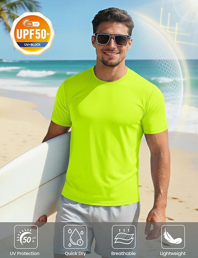 MAGCOMSEN Men's Short Sleeve UPF 50+ T-Shirt Quick Dry Workout Athletic Running Swim Tops Tee Rash Guard Performance Shirts