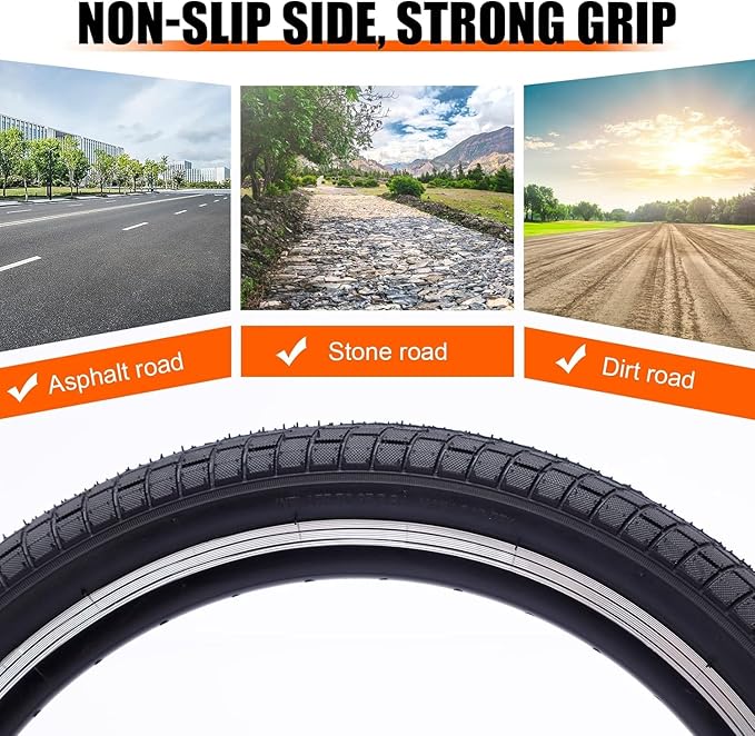 12/16/20x2.125 Bike Tires 1/2 Pack 12/16/20 Inch Kids Folding Replacement Tire/Tube Suitable for Tires 12/20x2.1 12/16/20x2. 125 12/20x2.25, Multiple Colors
