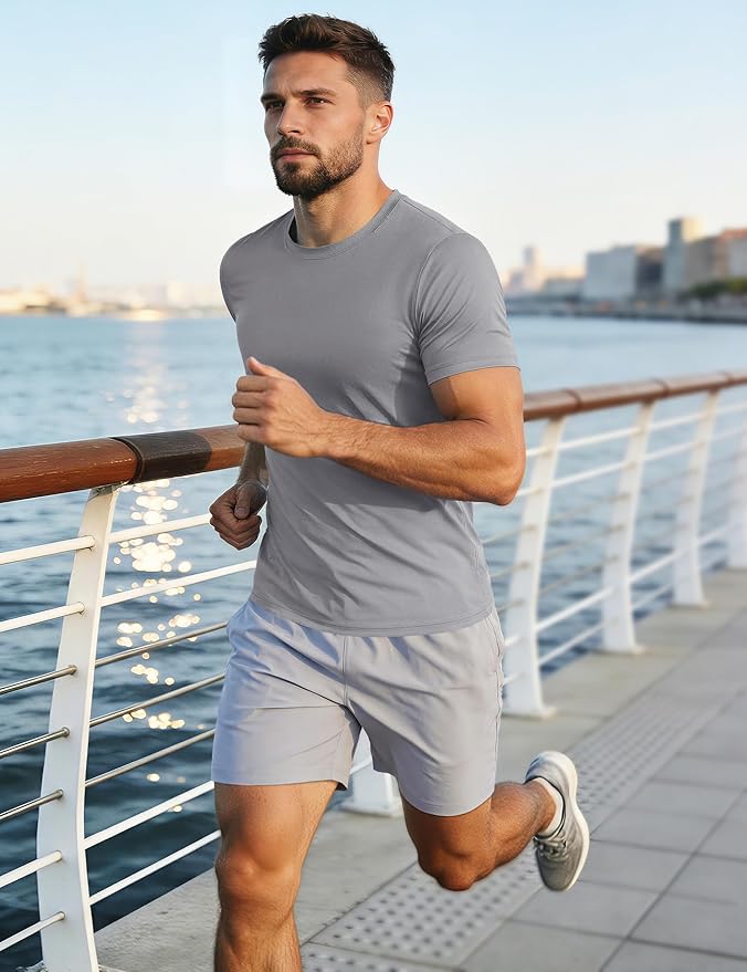 MAGCOMSEN Men's Short Sleeve UPF 50+ T-Shirt Quick Dry Workout Athletic Running Swim Tops Tee Rash Guard Performance Shirts