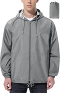 Mens Rain Jacket Raincoat Windbreaker Running Waterproof Lightweight Packable with Hood Travel Hiking Cycling