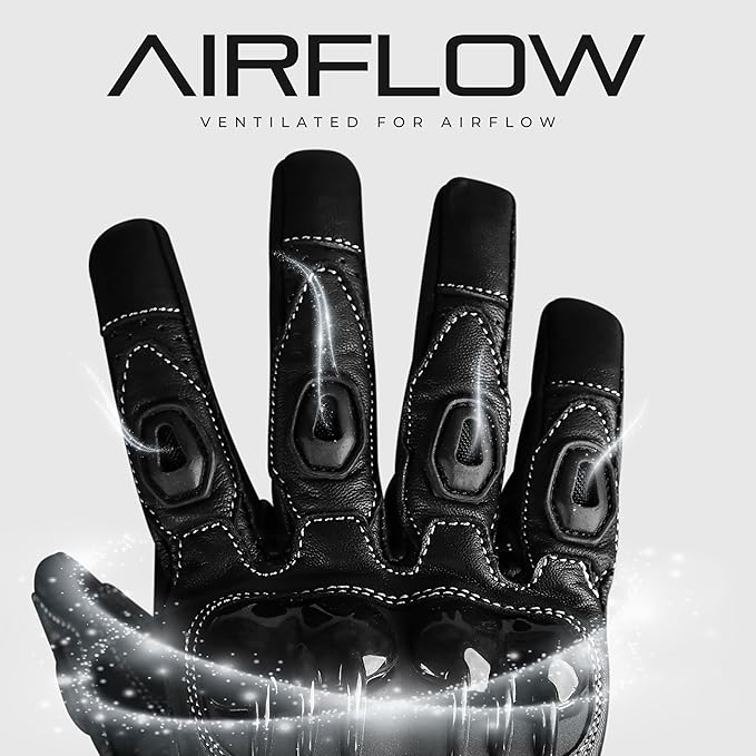 Motorcycle Gloves for Men and Women – Motorbike Powersports Racing Gloves with Hard Knuckle, Anti-Slip Palms, and Touchscreen Perfect for BMX ATV MTB Riding, Dirt Bike, Road Racing