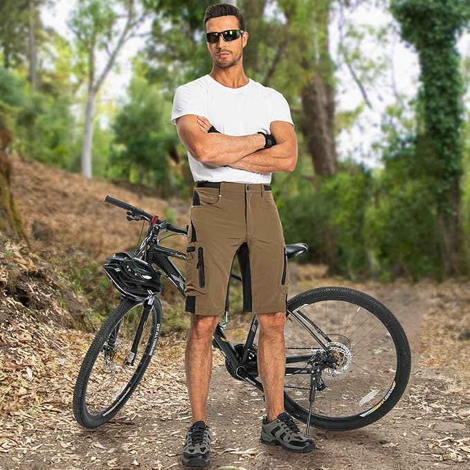 Ally Mens Mountain Bike Shorts 4D Padded Baggy Bicycle Cycling Biking Bike Shorts Lightweight Loose-fit