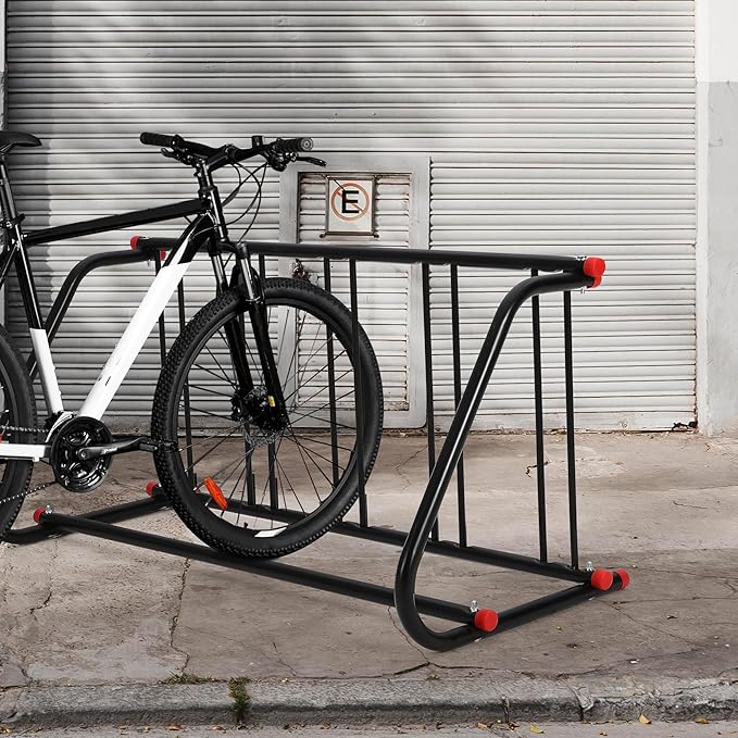 Commercial Grid Bike Rack, Single Sided Bike Rack Stand Ground, 5-Bike Capacity Bicycle Storage Stand, Power Coated Steel Floor Parking Stand for Garages, Stores, Schools and Universities