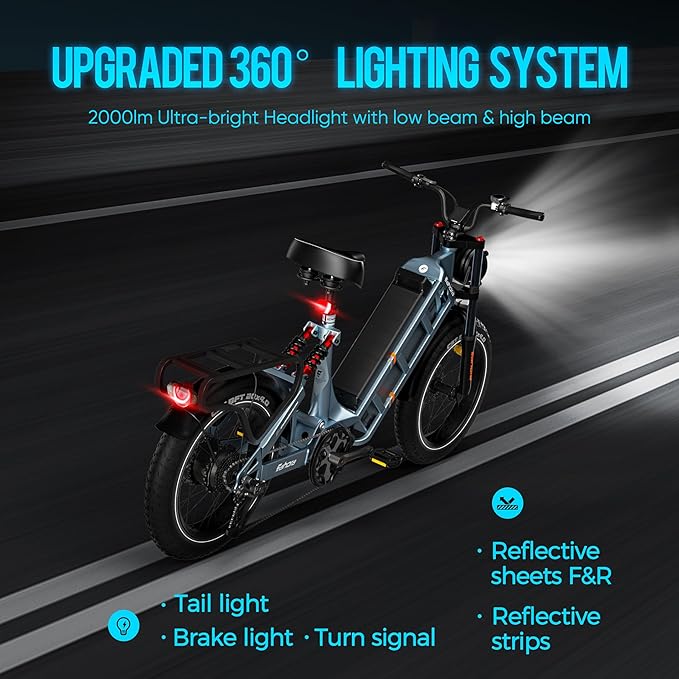 2026 eAhora Juliet Pro 2 EBike - Dual Motor 5400W/1200W 30-43MPH 60V 70Ah 200Mile Long Range Electric Bike for Adults, 20'' Fat Tire Fast Electric Mountain Bike Full Suspension Electric Bicycle