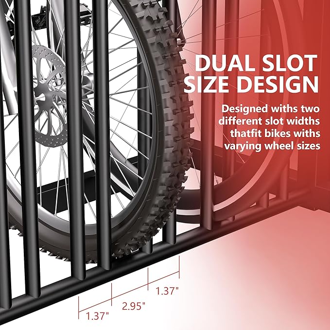 GIOTORENT Outdoor Bike Rack, 19-Capacity Double-Sided Floor Bicycle Rack for Garage School Business, 61" Heavy-Duty Carbon-Steel Bike Parking Rack with Anti-Rust Coating, Black