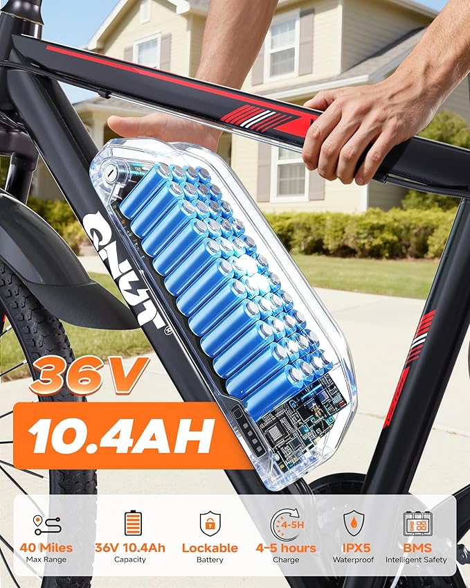 350W Full Aluminum Electric Bike for Adults & Teens, Upgraded Adjustable Handlebars, 21-Speed 26" Commuter E-Bike with Dual Disc Brakes, 40-Mile Range, Mountain Bike for Men/Women