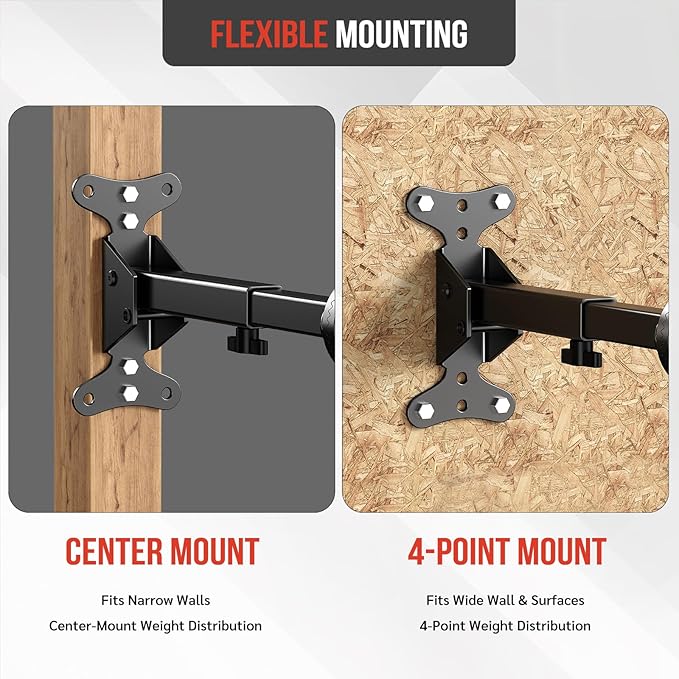 Heavy-Duty Bike Wall Mount for Garage Aluminum Alloy & Steel Folding Bicycle Rack,360° Rotation,Adjustable Hook, 66lbs Capacity Horizontal Indoor Bike Storage, for Road Mountain Hybrid Bikes