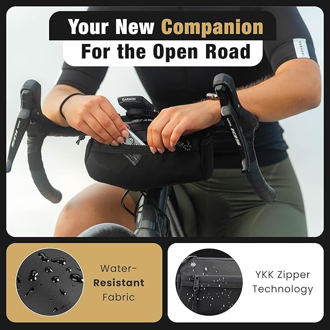 Lumiere & Co. Bike Handlebar Bag – Minimalist Design – 3 Size options, Multiple Colors – Clip Straps, Hook & Loop, Shoulder Strap