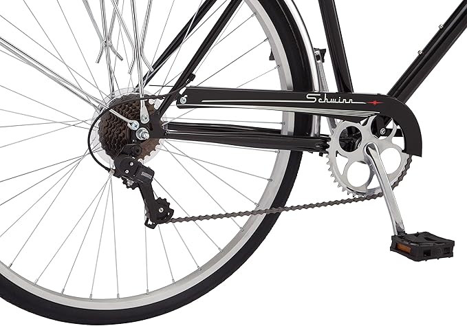 Schwinn Wayfarer Hybrid Bike, 700c Mens and Womens Bike, 7-Speed Hybrid Bicycle, Retro Steel Frame, Front and Rear Linear Pull Brakes, Fenders, Cargo Space, Adult Bicycle