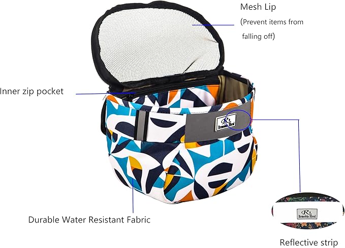 Kids Bike Basket,Durable Front Frame Bicycle & Scooter Basket Bag,Waterproof Fabric Bicycle Handlebar Bag for Boys, Girls, Toddlers with Zipper Mesh Lip(Geometry)