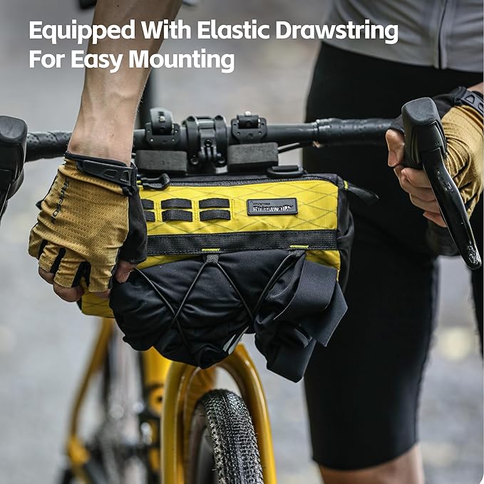 Rhinowalk Bike Handlebar Bag Waterproof Bicycle Front Bag Frame Storage Roll Bag Mountain Road Bikes Commuter Shoulder Bag Professional Cycling Accessories-Black