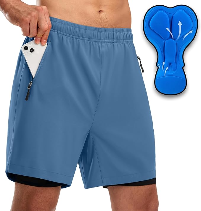 Bikewa Men's Mountain Bike Shorts 3D Padded Loose-fit Riding Biking Cycling Bicycle Biker Shorts for Men Zipper Pockets