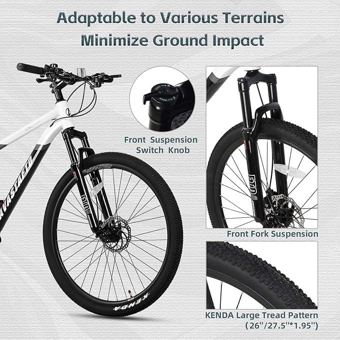 AVASTA Earth 26 27.5 inch Mountain Bike with 21-Speed, Aluminum Frame, Dual Disc Brake, Comfortable Saddle, Multiple Colors
