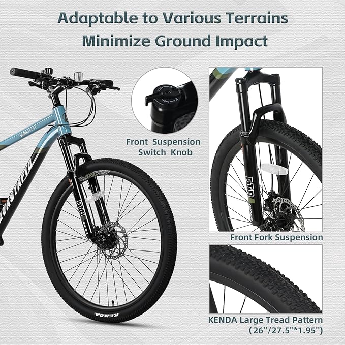 AVASTA Earth 26 27.5 inch Mountain Bike with 21-Speed, Aluminum Frame, Dual Disc Brake, Comfortable Saddle, Multiple Colors
