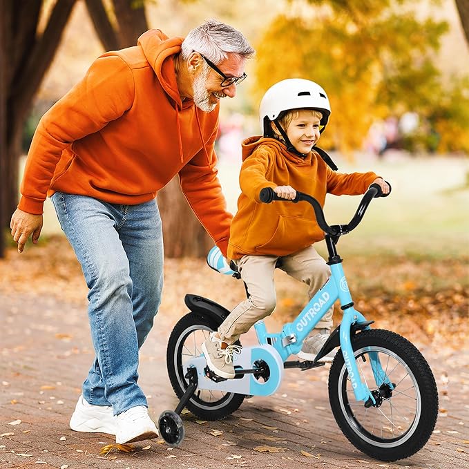 Outroad Kids Bike for Boys Girls Age 3-9 Years Old, 14 16 18 Inch Kid's Bike with Training Wheels, Children Bicycles for Toddler, Blue and Red