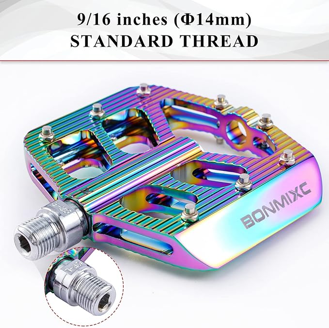 Bike Pedals 9/16 Mountain Bike Pedals Non-Slip Aluminum Alloy Large Platform Sealed Bearing Flat Road Bicycle Pedals