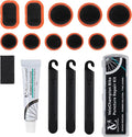 VeloChampion Glue Bike Tyre Puncture Repair Kit with Rubber Solution and Storage Case for All Bicycles; Road, Mountain, Commuter Bikes. 11 Repair Patches. 3 Tyre Levers