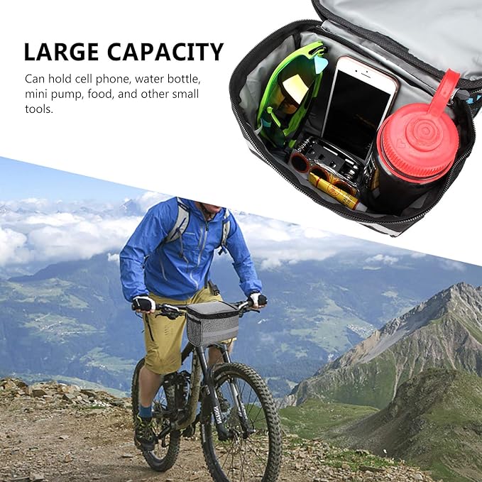 Lixada Bike Frame Bag Bicycle Handlebar Bag Bicycle Bag Bike Front Tube Bag Bike Pannier Bag Bike Baskets Bag with Reflective Stripe