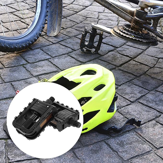 2pcs Mountain Bike Pedals Flat Nylon Lightweight High Grip Wide Platform with Sealed Bearings for Commuting and Off-Road Cycling