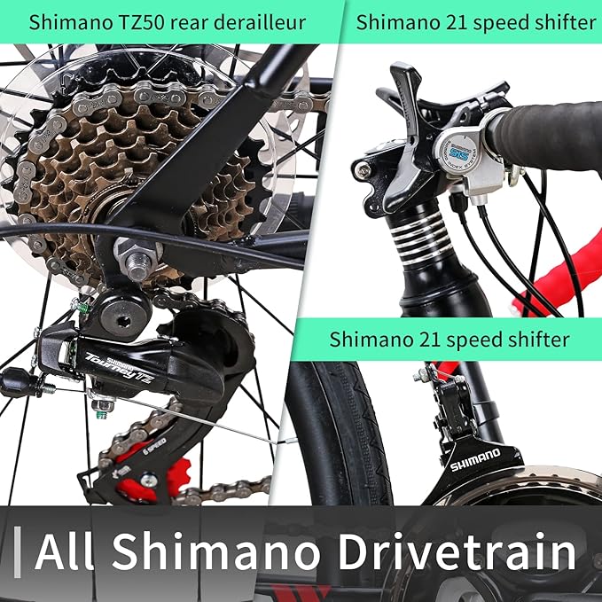 EUROBIKE Road Bike,700C Wheels 21 Speed Disc Brakes,Mens or Womens Bicycle,54cm/49cm Frame