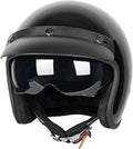 3/4 Open Face Retro Motorcycle Helmet Vintage Helmet for Motorbike Casco, Moped, Cruiser, Bobber, and Chopper - DOT Approved(Light Black , XL)