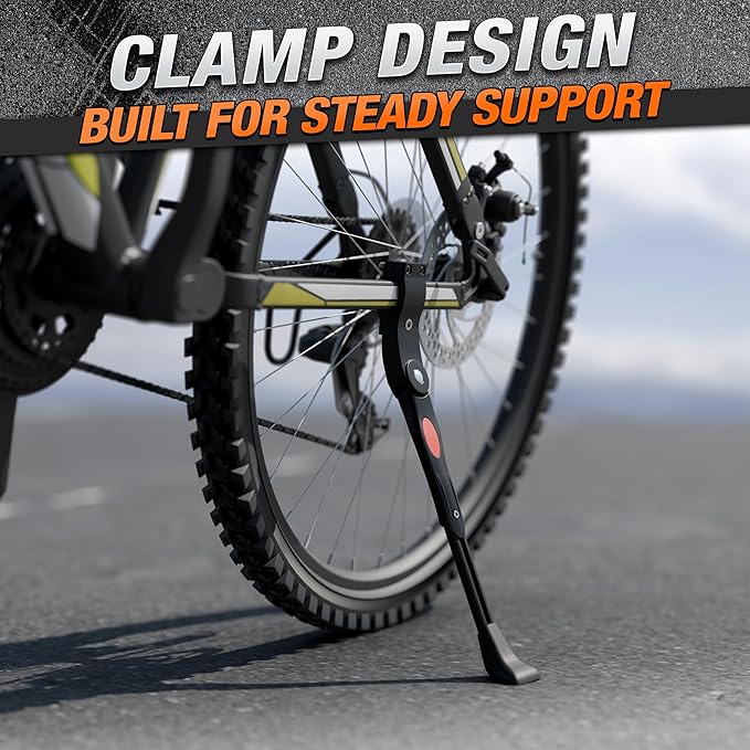 Adjustable Bike Kickstand for Adult Bike – Fits 22" 24" 26" Wheels, Aluminum Alloy, Easy to Install, Non-Slip Foot for Stability on Mountain, Road, Hybrid, Commuter Bikes, Daily & Long-Distance Rides