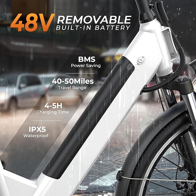 Electric Bike for Adults,26" Step-Thru EBike with 1000W Peak Motor,50 Miles 21.7MPH Adult Electric Bicycles with 48V Internal Removable Battery, Adjustable Stem,7 Speed,UL 2849 Certified