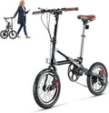 16 Inch Folding Bike for Adults, Instant 1-Second Fold Technology, Lightweight 33lbs Commuter Bicycle, 95% Pre-Assembled, 7-Speed Gear System, Ultimate Space-Saver Foldable Bike for City Travel