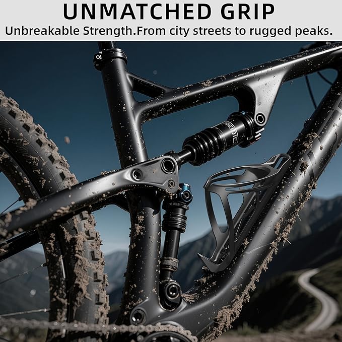 Mixed Bike Water Bottle Cage, Carbon Fiber Reinforced Lightweight Holder with Screws & Tool, Fits Down Tube & Seat Tube, Universal for Road, MTB & Gravel Bikes (Matte Black)