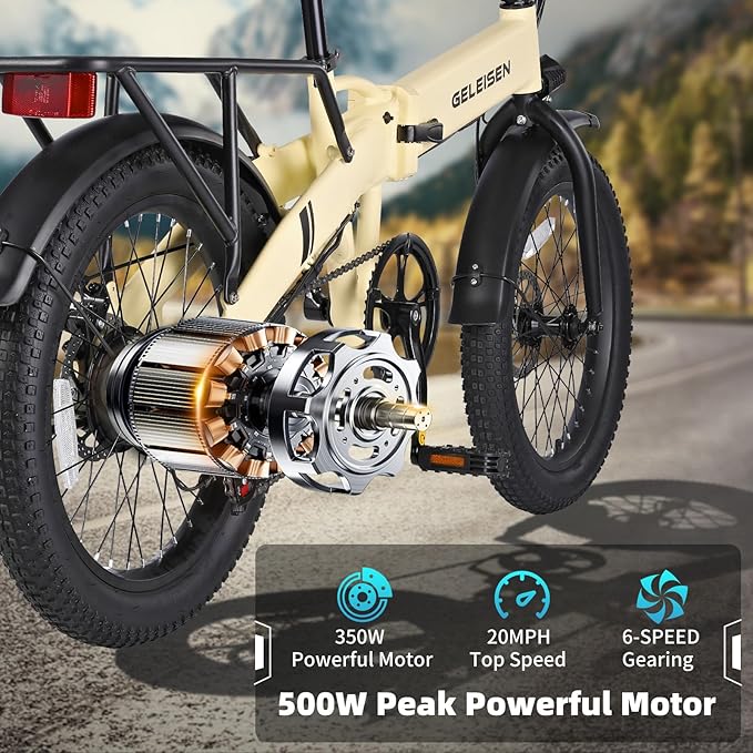 Folding Electric Bike for Adults, 20"×3.0 Fat Tire Electric Bicycle, 374.4Wh Battery Ebike, 20MPH Electric Cargo Bike with LCD Color Display & 6 Speed Gears (Fits for 5'0"+)
