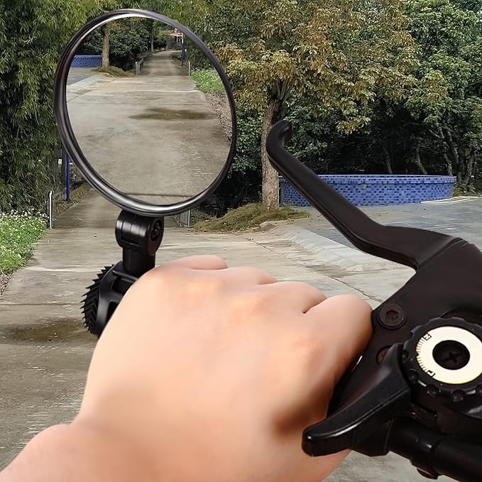 4 Pieces 2.7" Adjustable Bike Mirror Handlebar Mount with Strap, 360 Degree Rotatable Bicycle Mirrors, Secure Wide Angle & Convex Bike Rear View Glasses Cycling Accessories