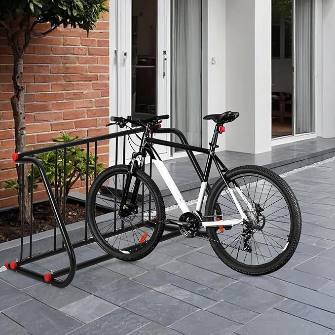 Commercial Grid Bike Rack, Single Sided Bike Rack Stand Ground, 5-Bike Capacity Bicycle Storage Stand, Power Coated Steel Floor Parking Stand for Garages, Stores, Schools and Universities