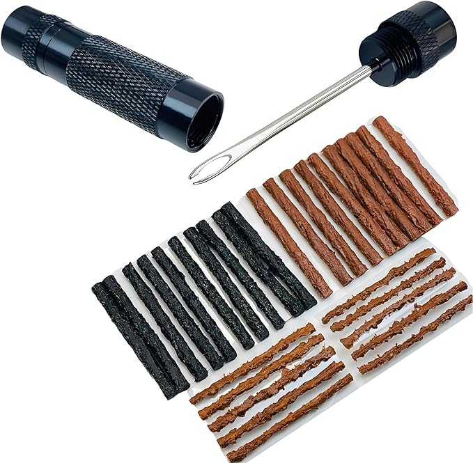 Tubeless Bike Tire Repair Kits，Road Bicycle and Mountain Bike Tires Fix a Puncture or Flat, Includes Storage Canister Plugger Tool with Plugs, 30Pcs(2.0mm/3.5mm) Plug Strips