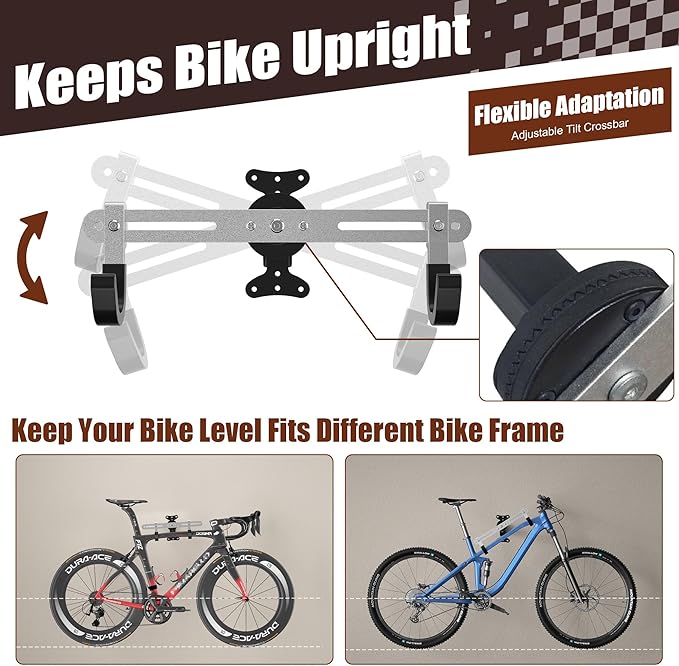 Bike Wall Mount Hanger, 2 Pack Heavy-Duty Durable Storage Garage Hook, Adjustable Indoor Bicycle Hanging Arms Bike Holder Rack, Hold up to 66lbs in Apaterment, Shed