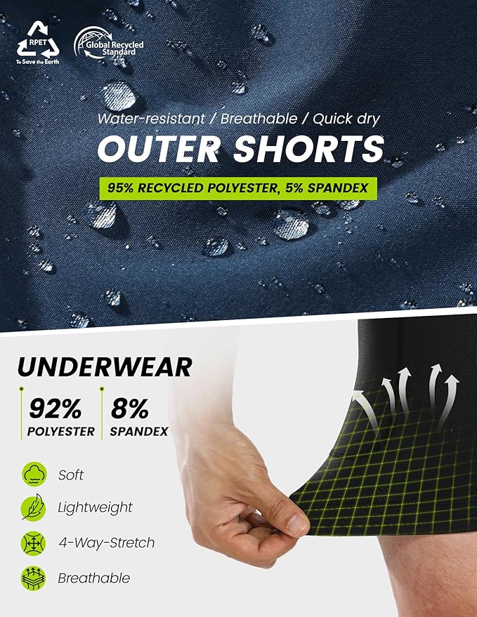 Nepest Men's Mountain Bike Shorts 4D Padded Cycling Bicycle Biker Riding Loose-fit Gel Padding MTB Shorts Zipper Pockets