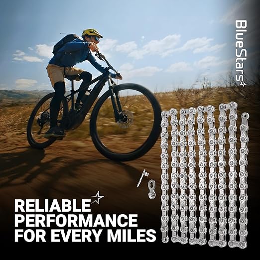 BlueStars 11 Speed Bike Chain 1/2 x 11/128 Inch (116 Links) with Quick Link - Anti-Rust Bicycle Chain - for MTB/Road/Gravel/Cyclocross Bikes - Compatible with Shimano SRAM Campagnolo