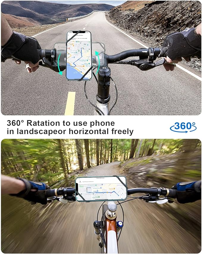 EWA Universal Magnetic Bike Phone Holder - 360° Rotating Motorcycle Handlebar Mount, Secure Grip with Silicone Bands, MagSafe Compatible for Indoor Cycling,Treadmill,Spin Bike,Elliptical
