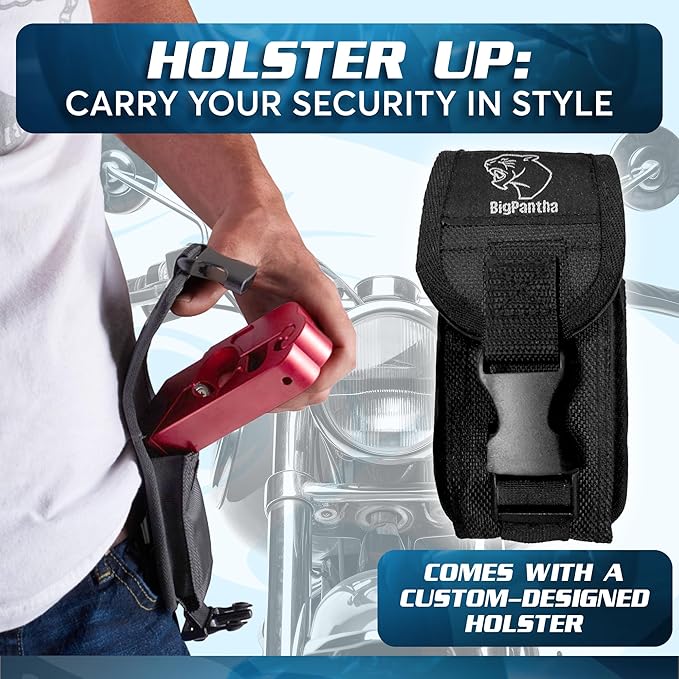 Motorcycle Grip Lock - Heavy Duty Brake/Handlebar/Throttle Lock That Secures Your Bike, Scooter, Moped, or ATV in Under 5 Seconds! - Anti Theft Motorcycle Lock W/Free Holster (Red)