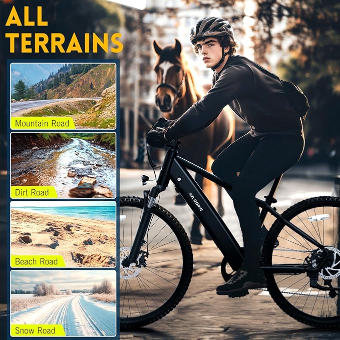TST Electric Bike for Adults, 750 Peak Motor Ebike with 36V/7.8Ah Battery, up to 40 Miles Range 25 MPH Electric Bicycle, 7 Speed, 26" E Bike for Commute