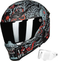 ILM Motorcycle Helmets for Adult Men Women Full Face DOT ECE Powersports Dual Visor Street Racing Helmet with Pinlock Cascos para Motos Model MF509 (Mythology Red, XL)